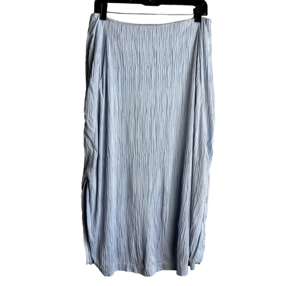 NWT M.M. LaFleur Willoughby midi Skirt Pleat Jersey light blue Size 8 - Picture 3 of 9